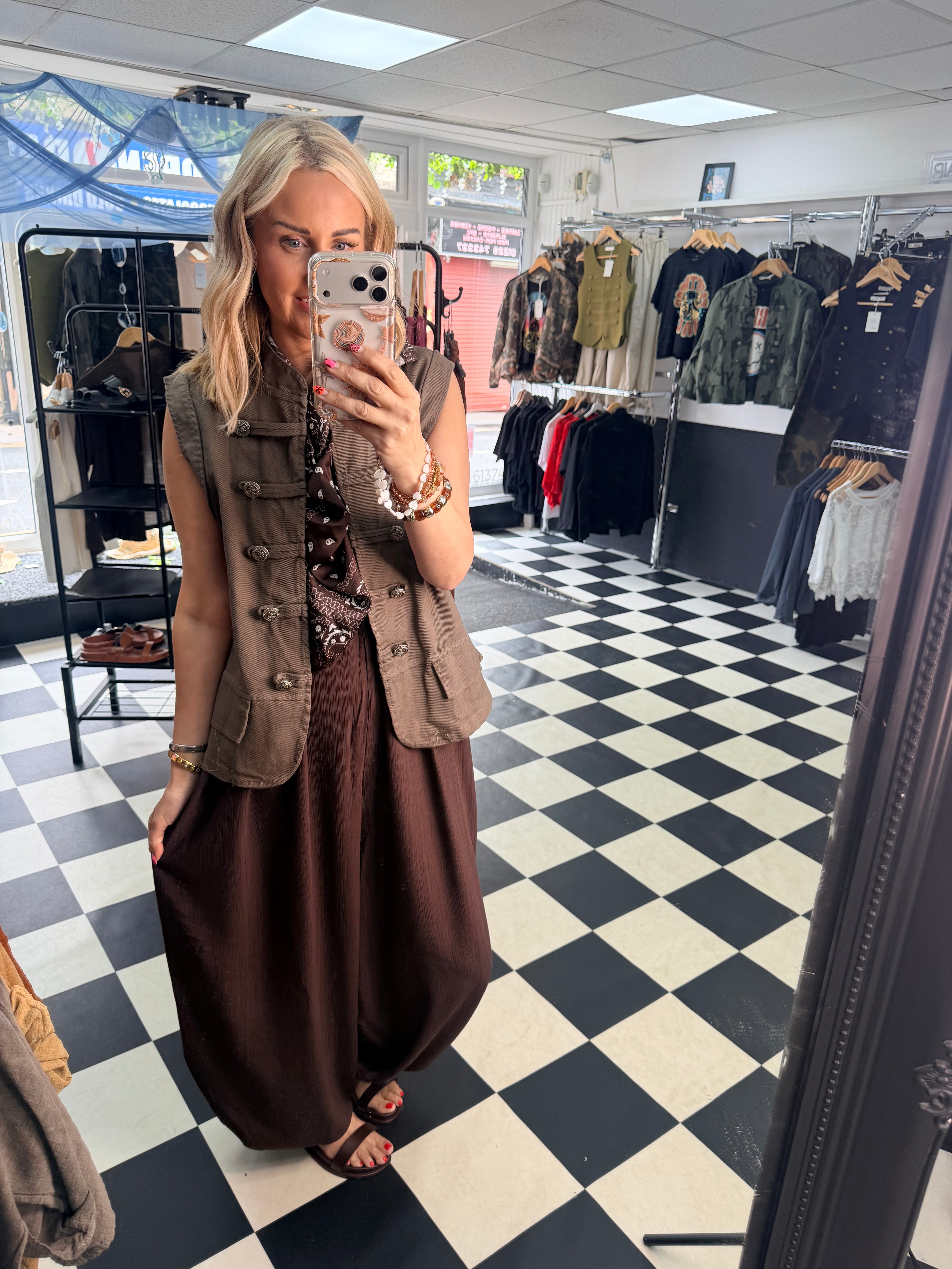Bandana Scarf Jumpsuit Chocolate