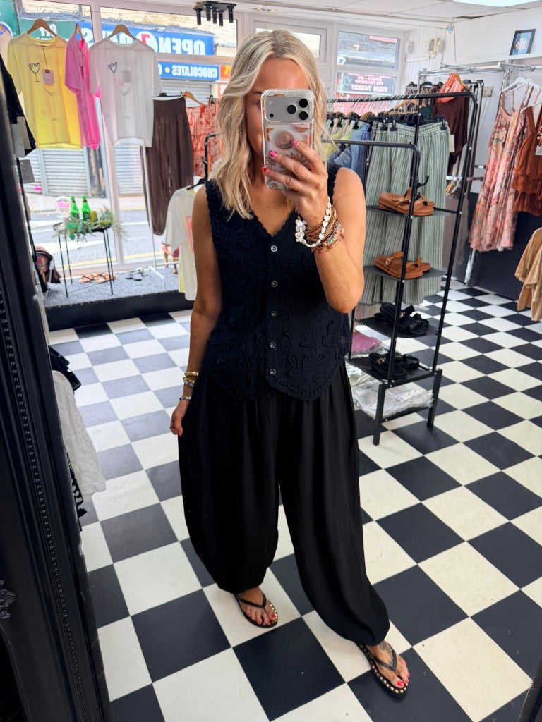 Opel Embellished Waistcoat Black
