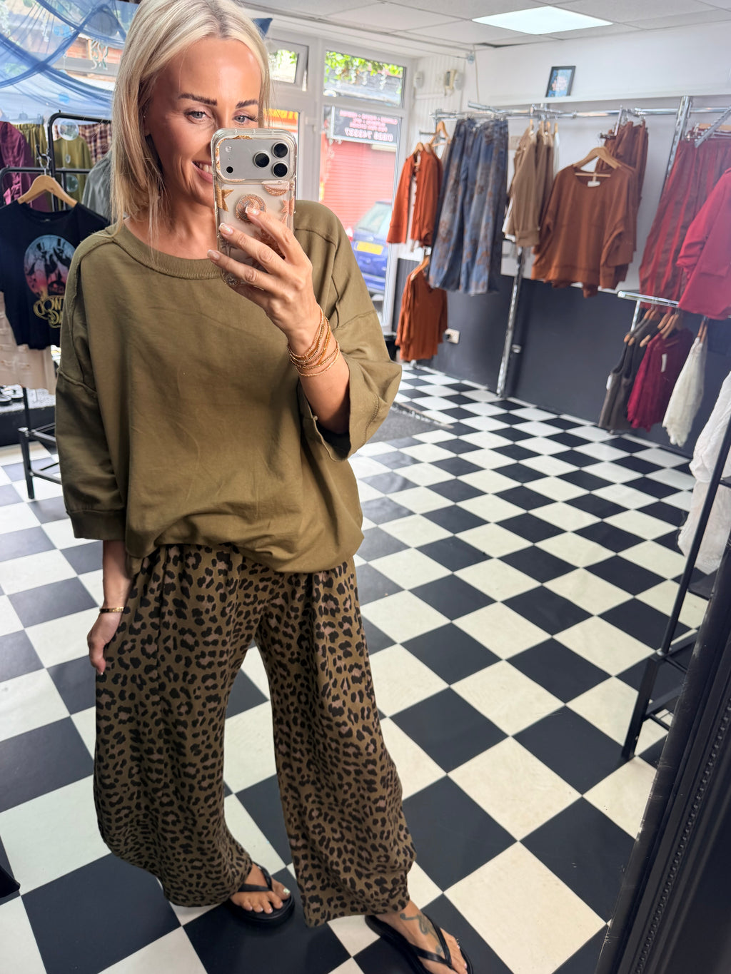 Crop Sleeved Slouchy Sweatshirt Green