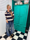 The Stripe Club Polo Jumper Navy-Cream-Chocolate Special buy
