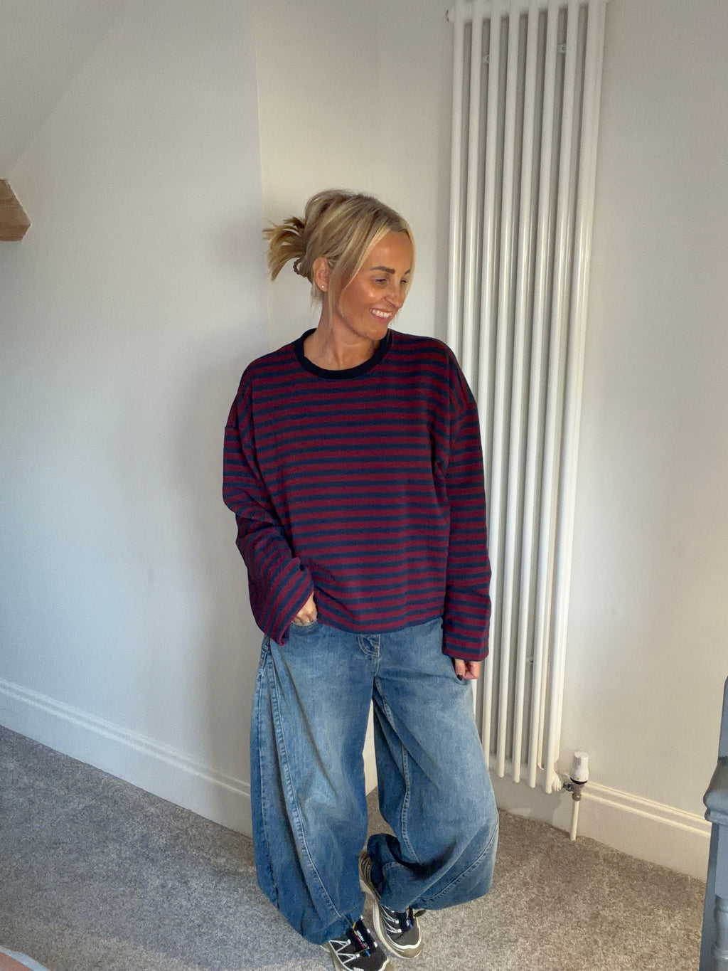 Weekend slouch stripe Wine and Navy  Special Buy