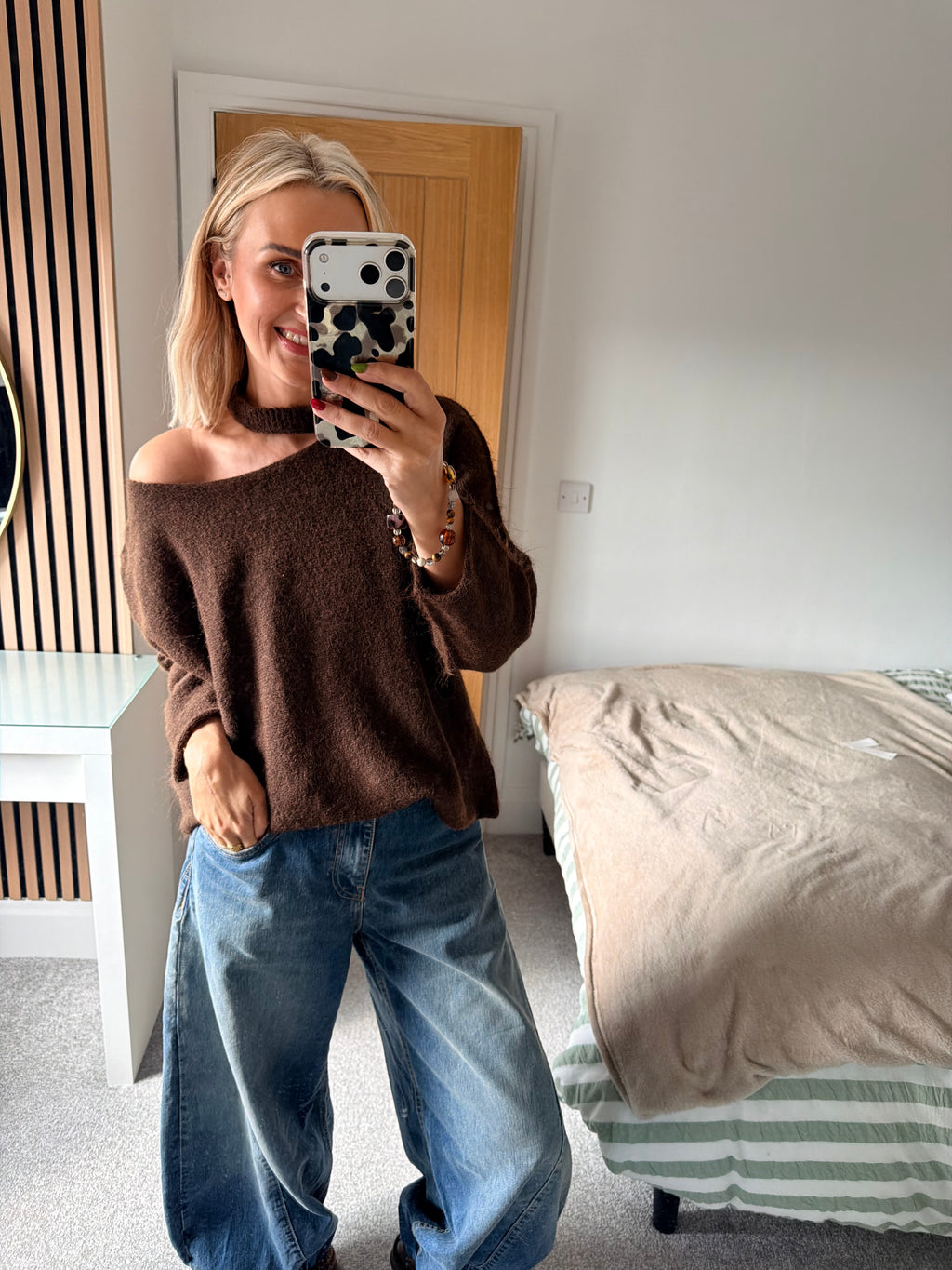Slash Neck Jumper Chocolate