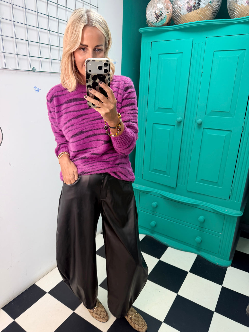 Soft touch Zebra jumper Raspberry Special buy