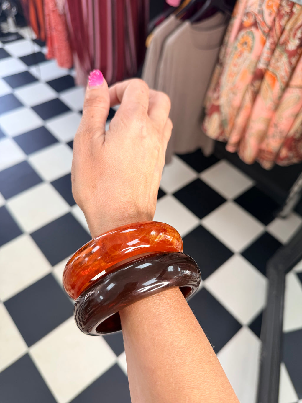 Chunky Bangle Thin Amber