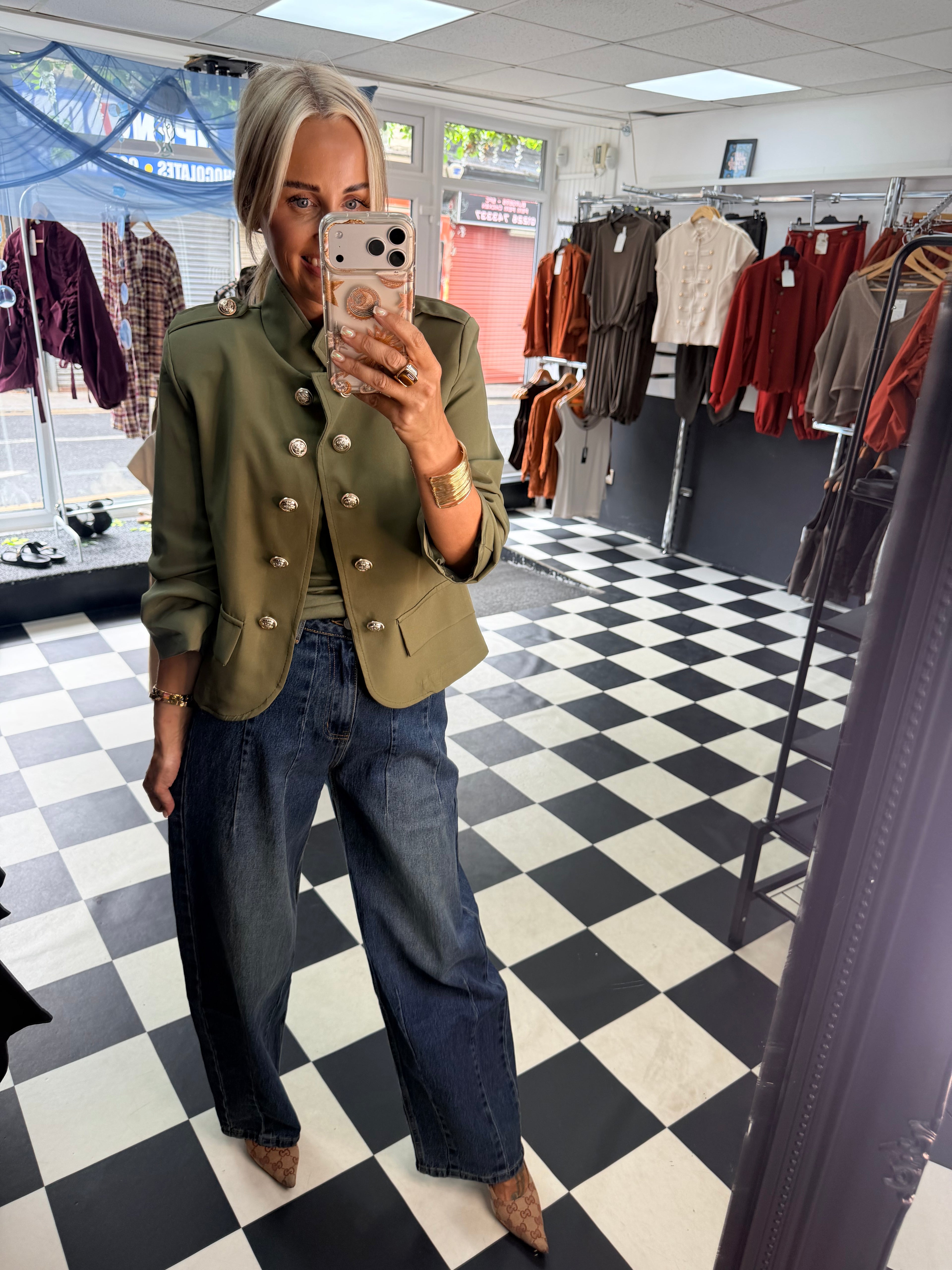 Military Crop Blazer Khaki
