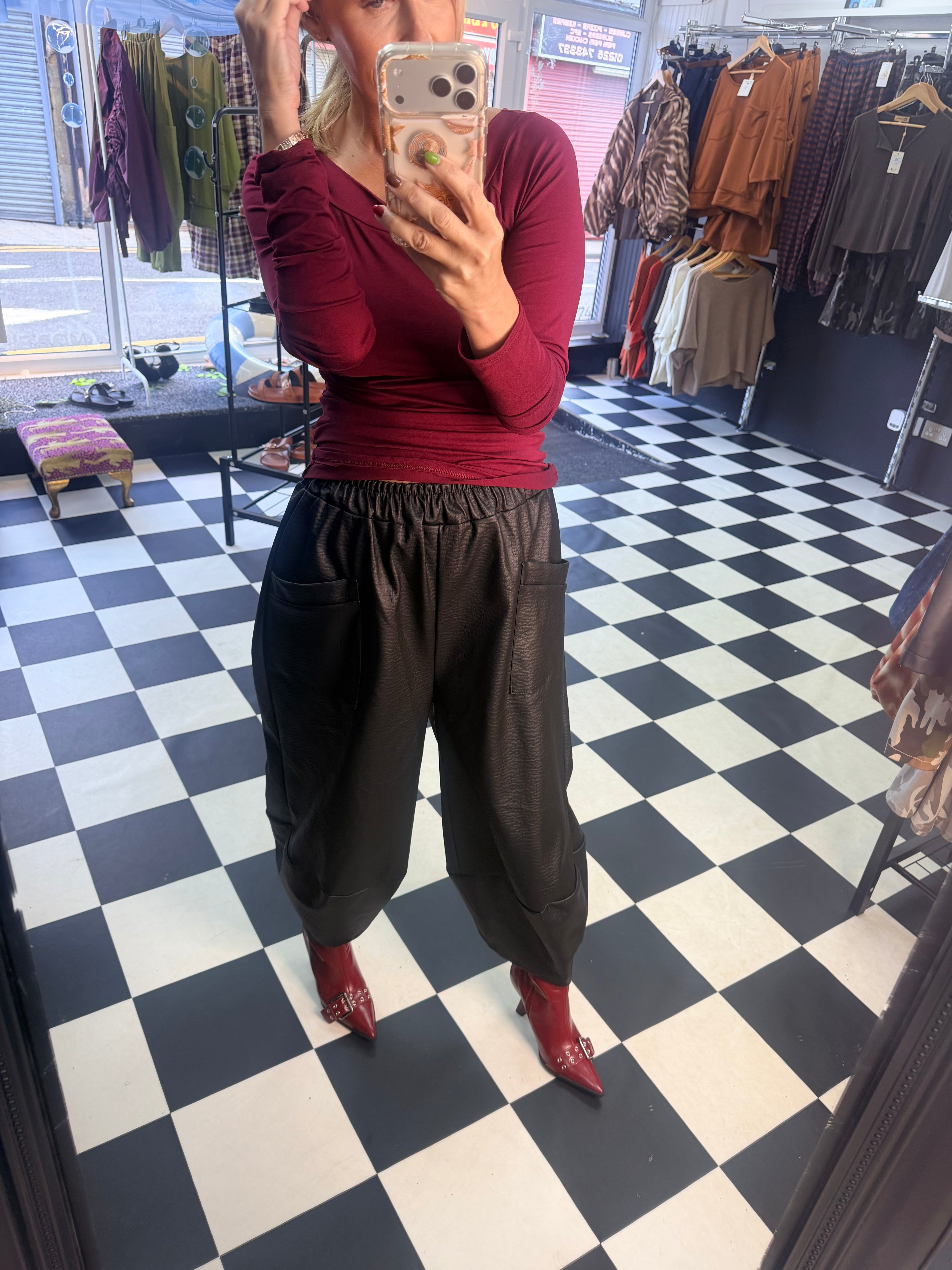 PU Tulip Trousers Black
