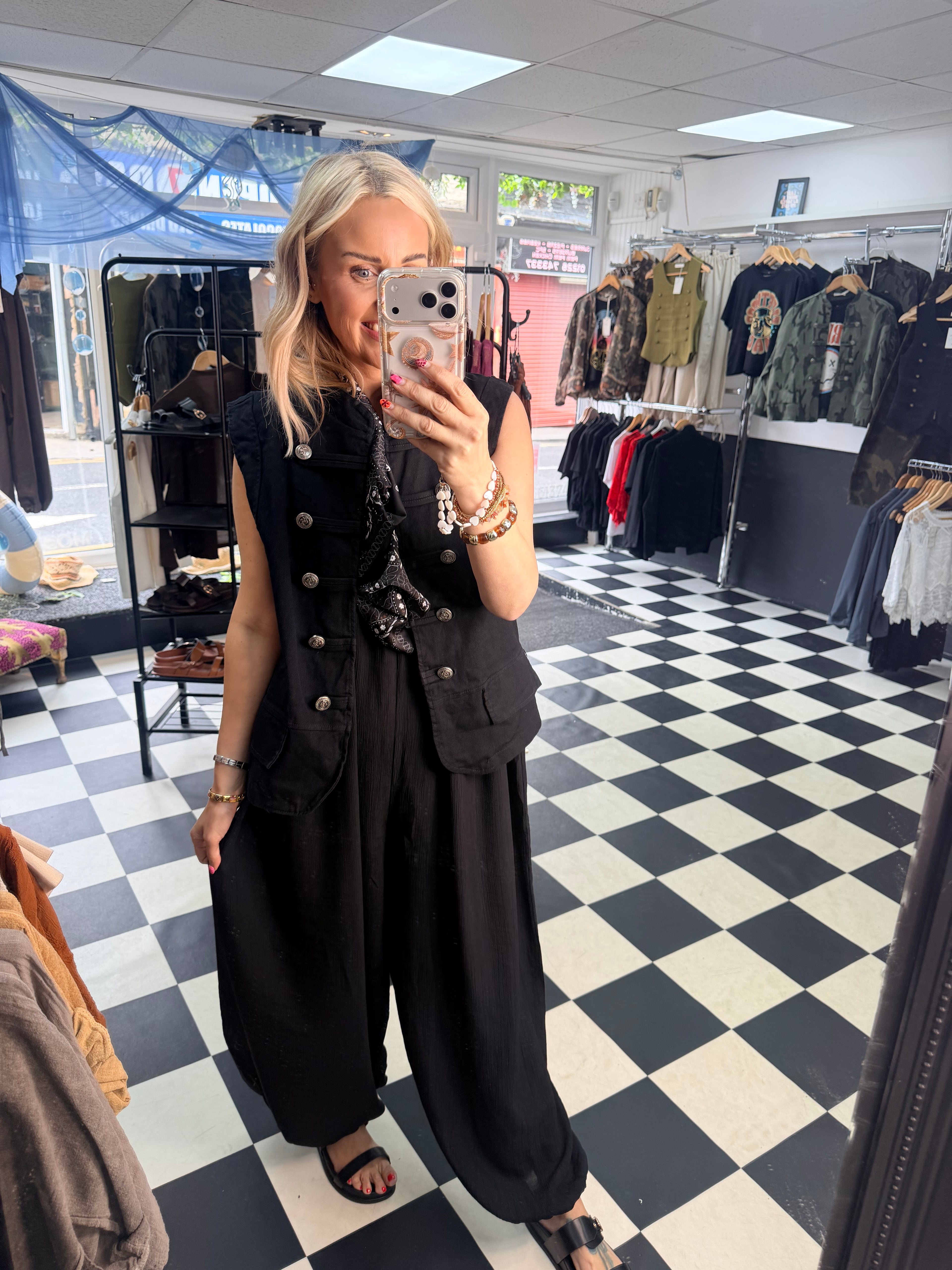 Bandana Scarf Jumpsuit black