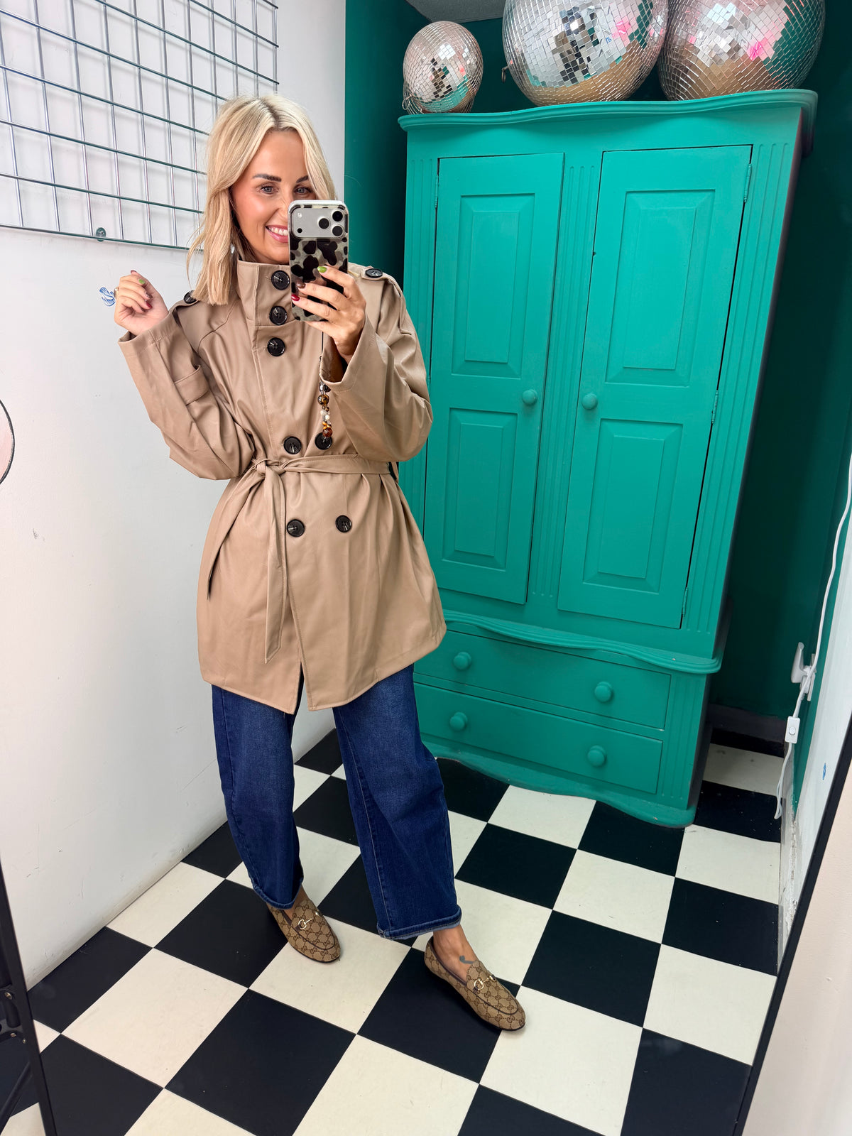 PU Midi Trench Coat Cream