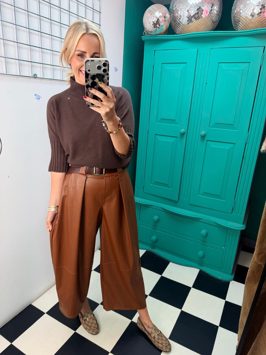 Buttery PU Culottes Tan