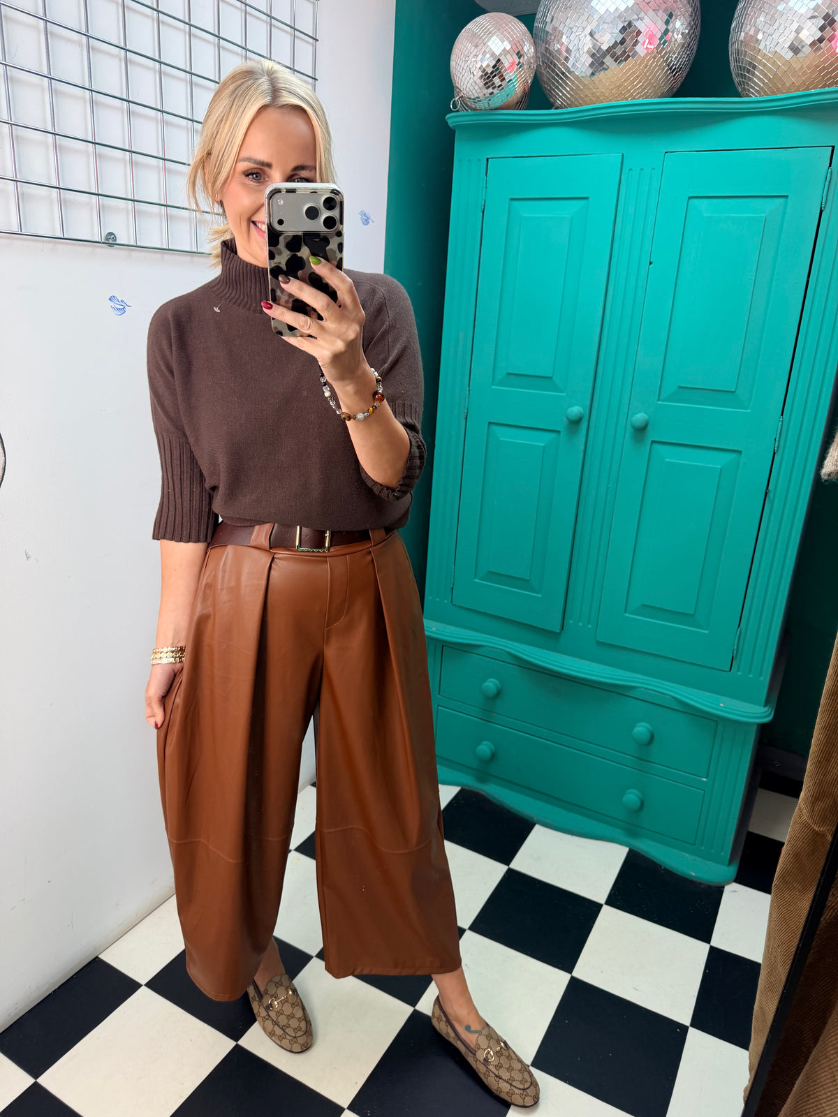 Buttery PU Culottes Tan