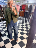 Cropped Military Long Sleeve Blazer Khaki