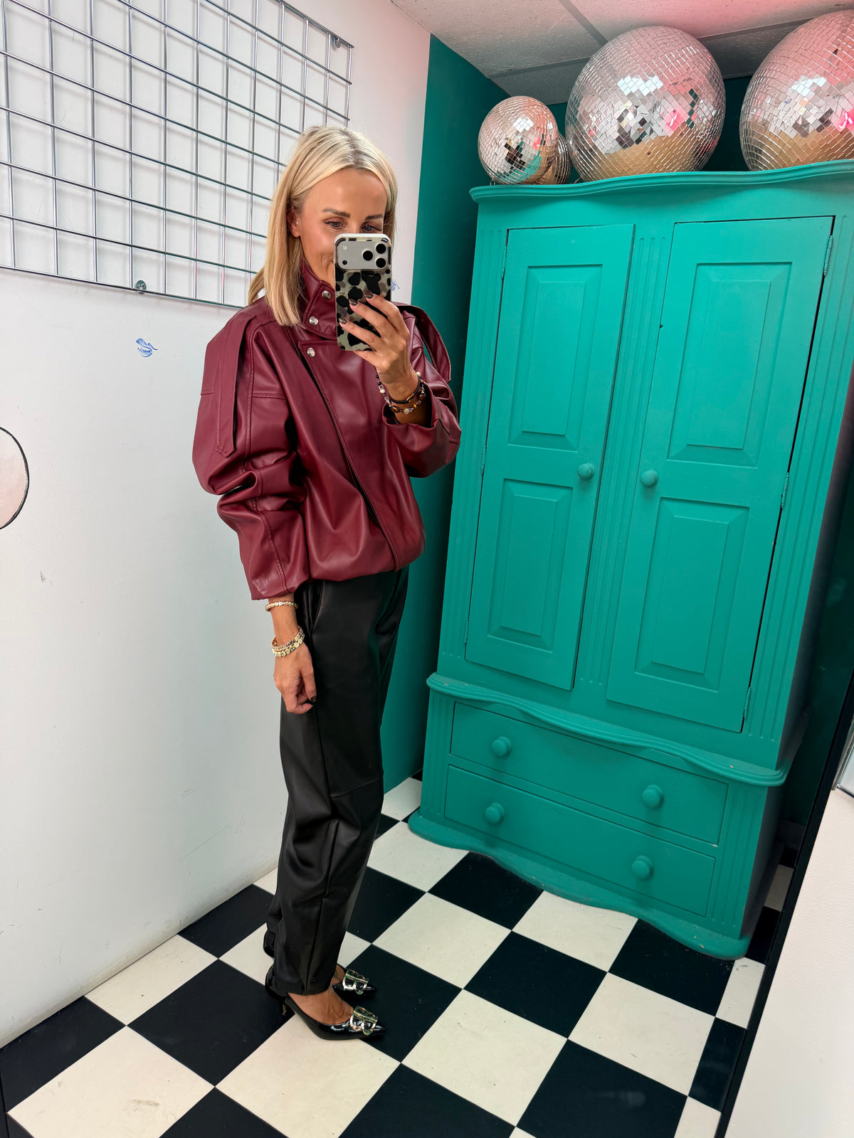 The Viral PU Jacket Wine