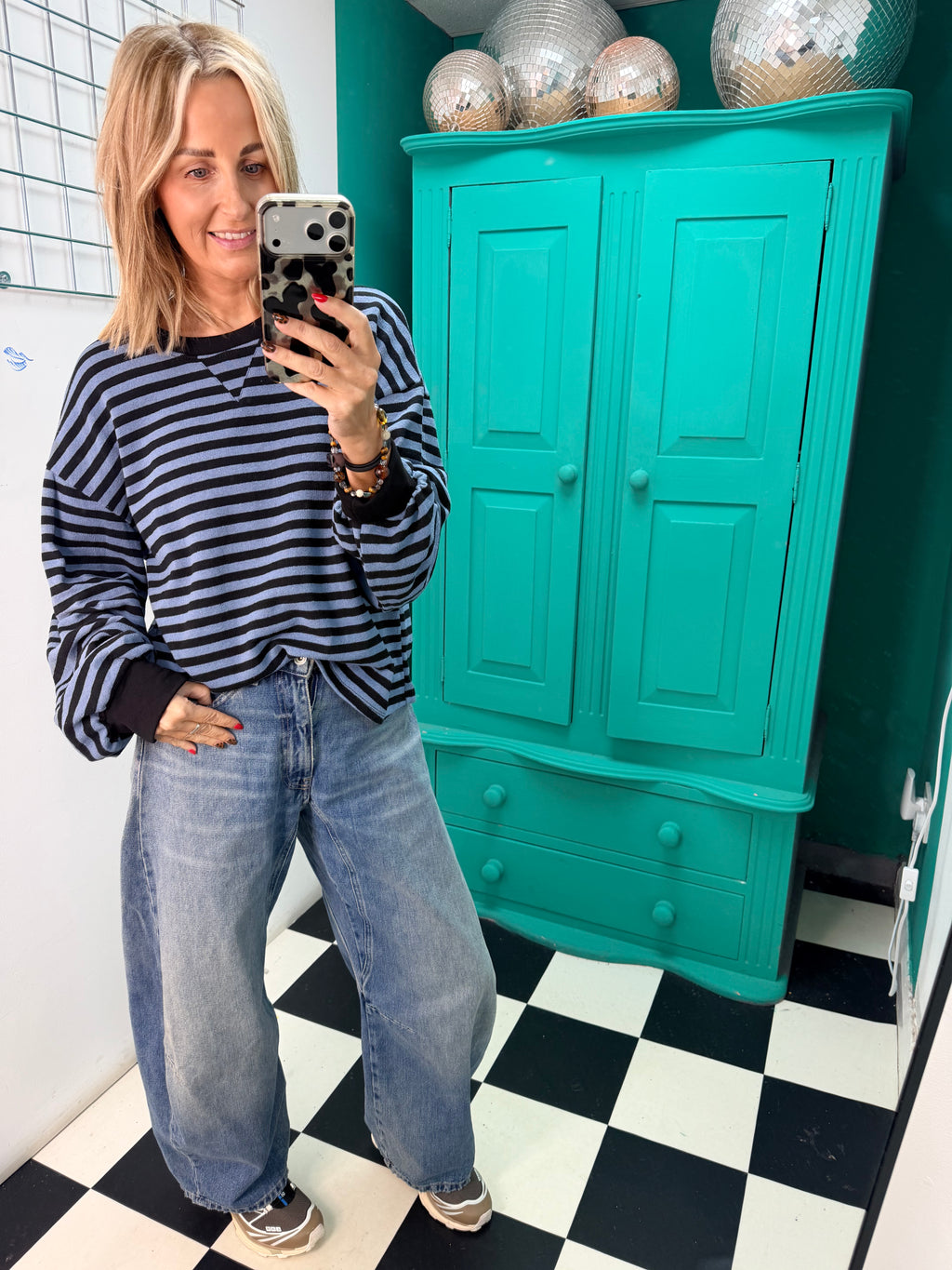 Weekend V Stripe Special Buy Black and Denim
