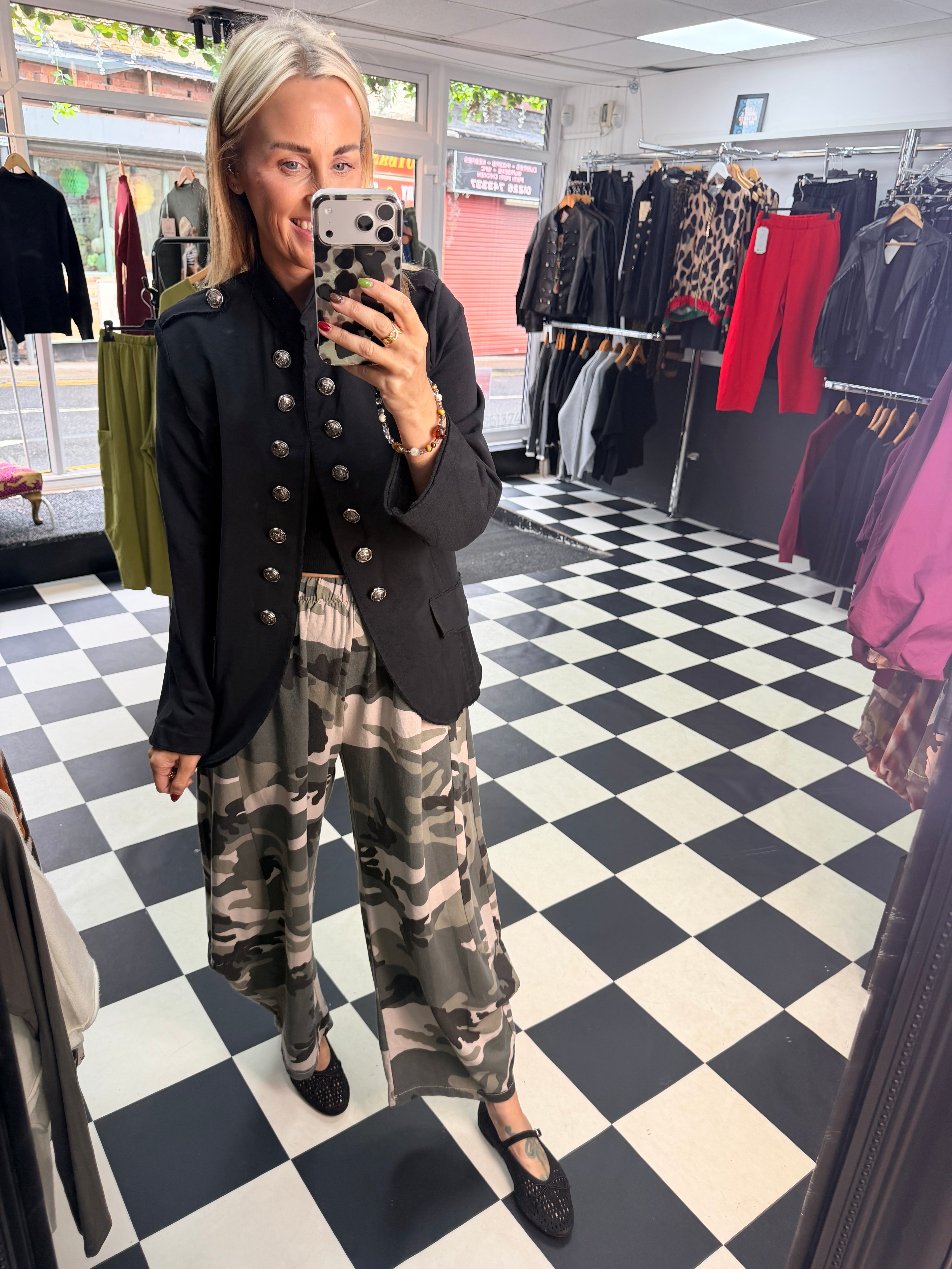 Anni Military Jersey Blazer Black