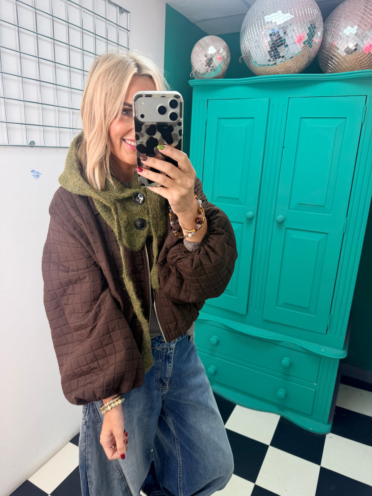 Button Snood Green