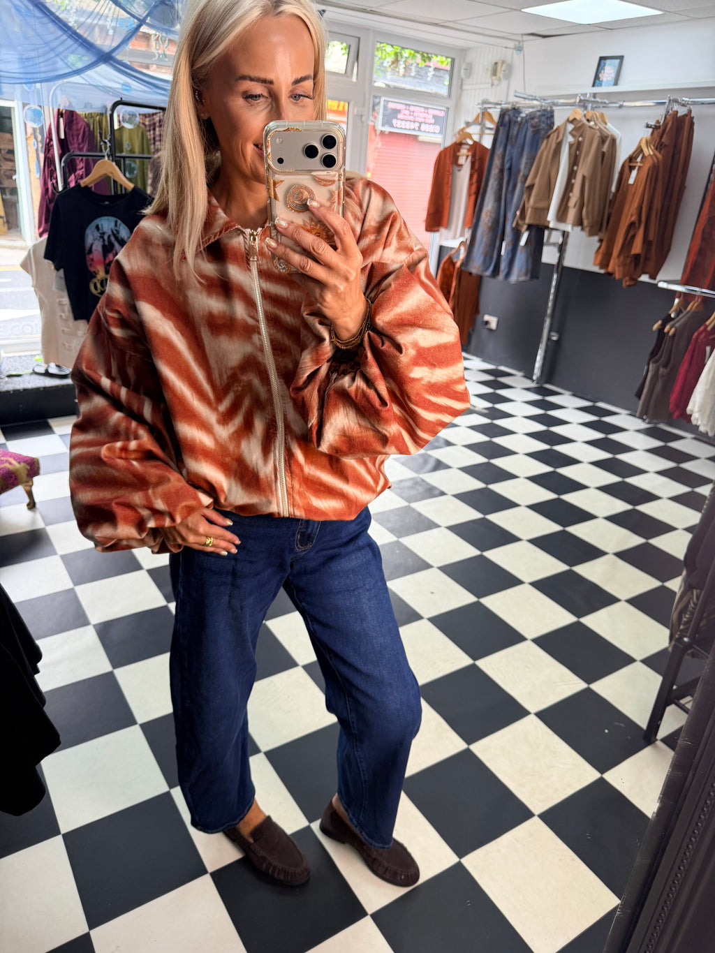 Needlecord Zebra Slouchy Jacket Rust
