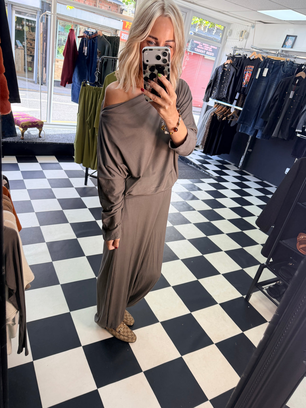 Slouchy Long Sleeve Top Taupe