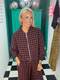 Autumn Check Jacket Rust/Navy