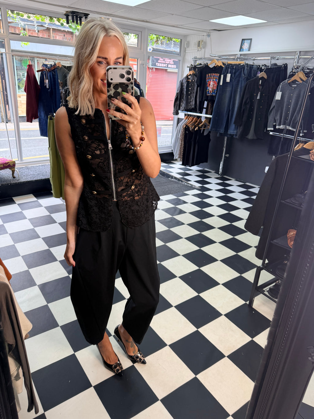 Lace Military Waistcoat Black