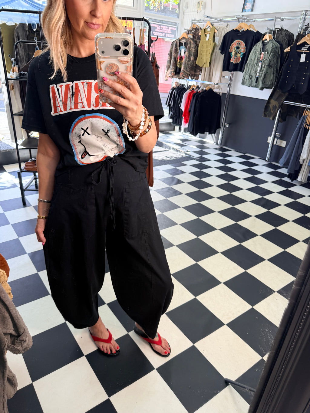 Barrel Leg Trousers Black