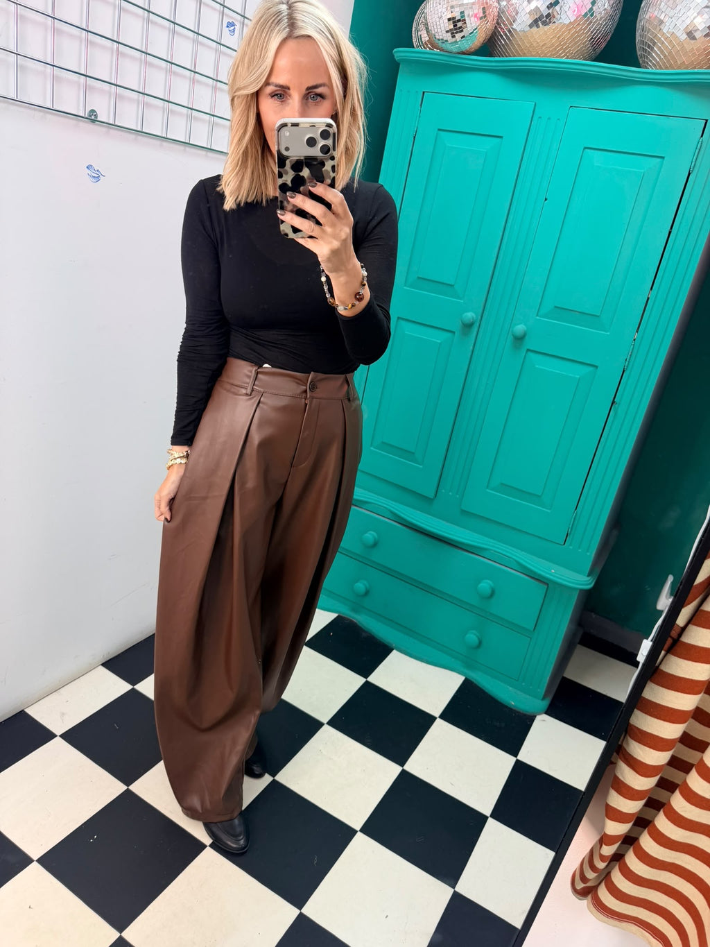 Sienna Pu Trousers - Chocolate