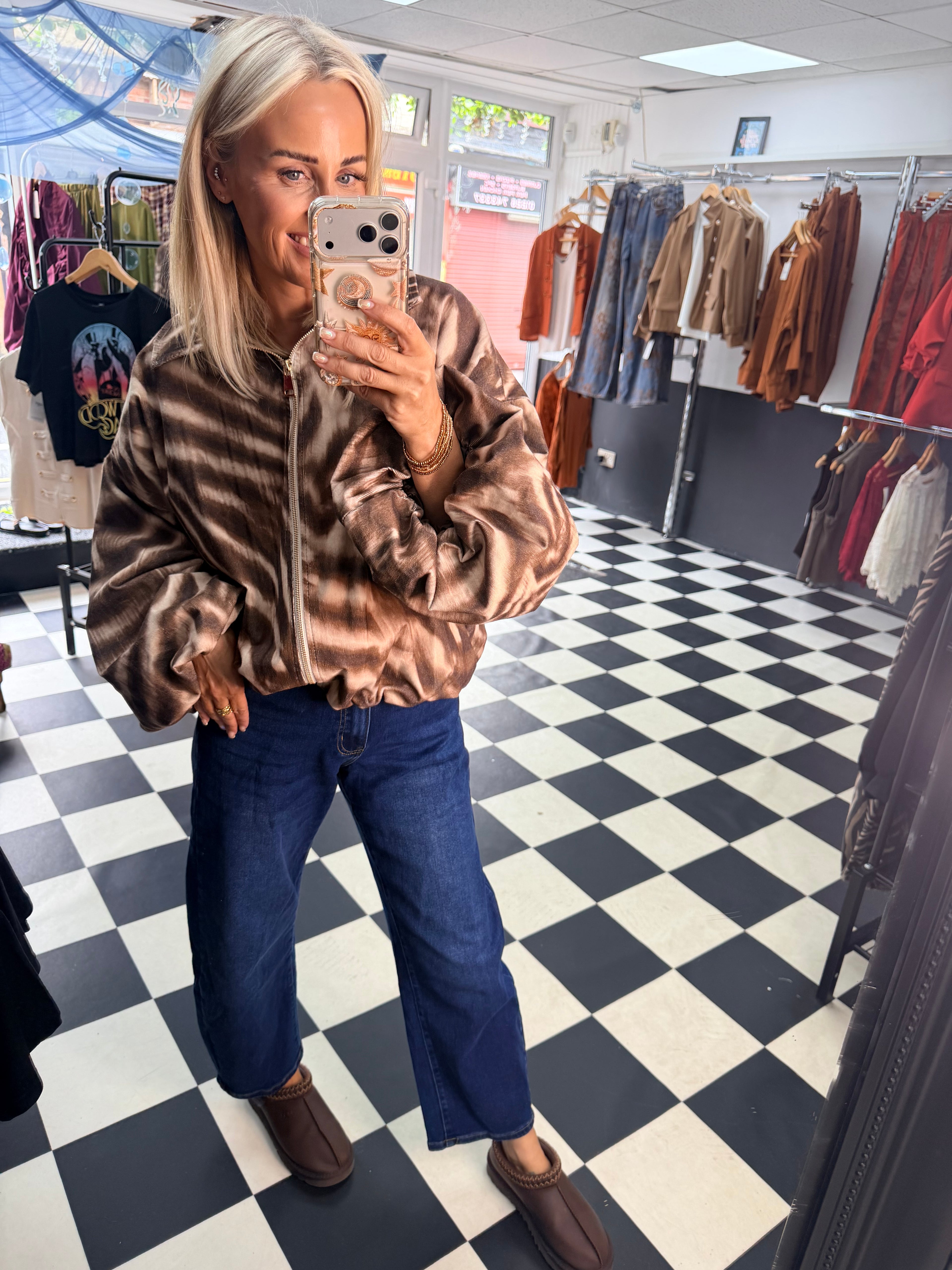 Needlecord Zebra Slouchy Jacket Chocolate