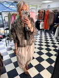 Camo Denim Military Jacket Mocha