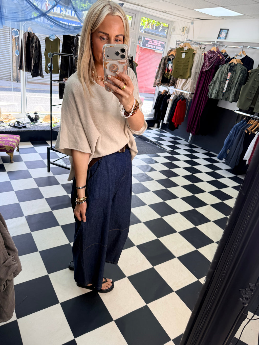 Wide Leg Crop Belted Jeans