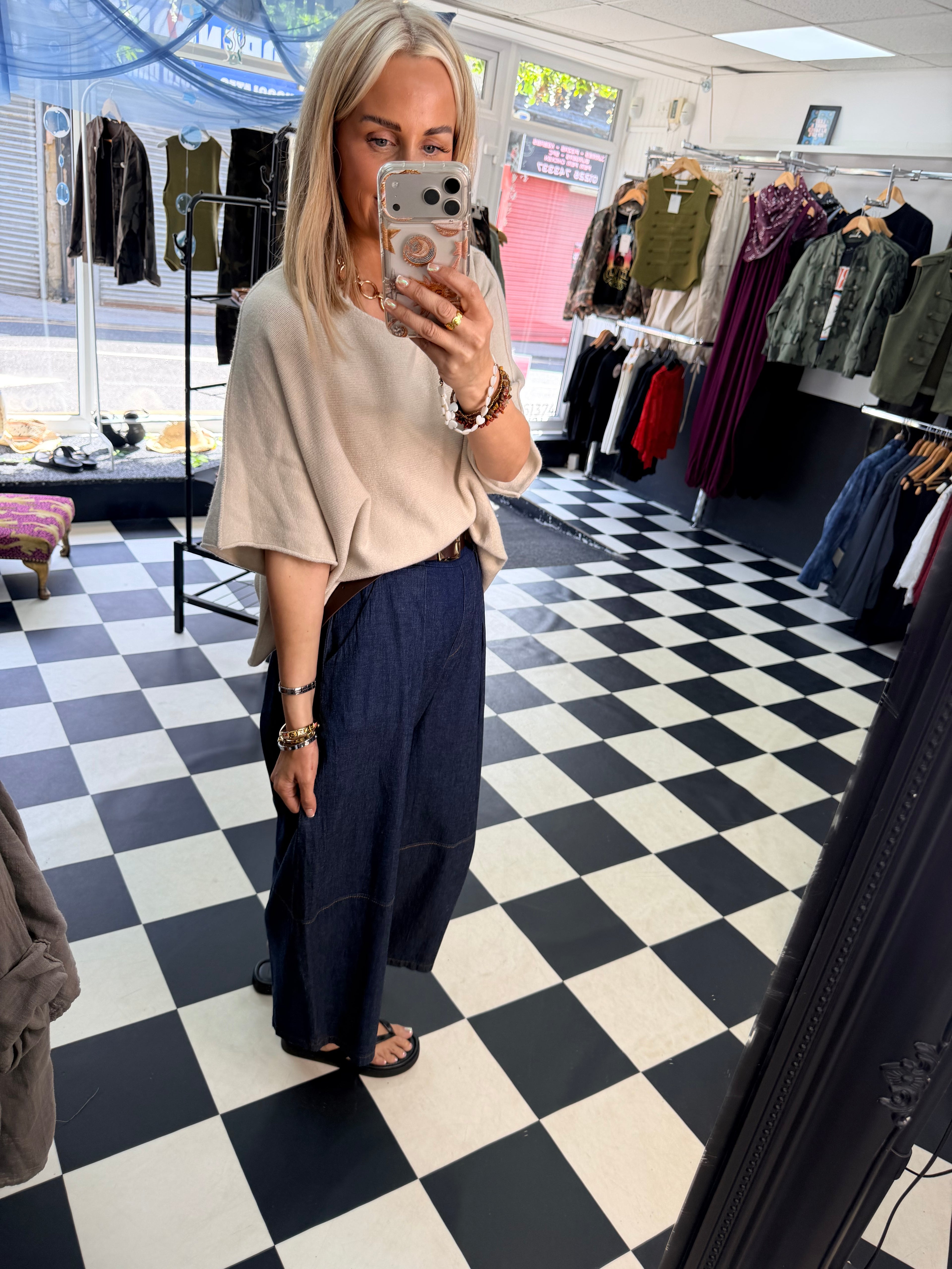 Wide Leg Crop Belted Jeans