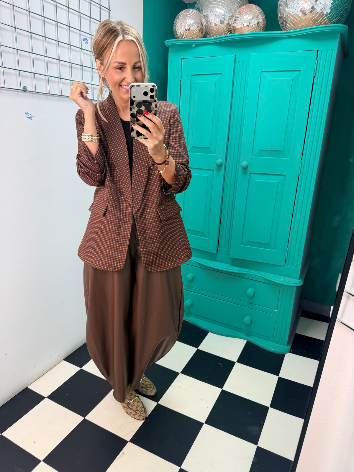 Check Please Blazer Chocolate