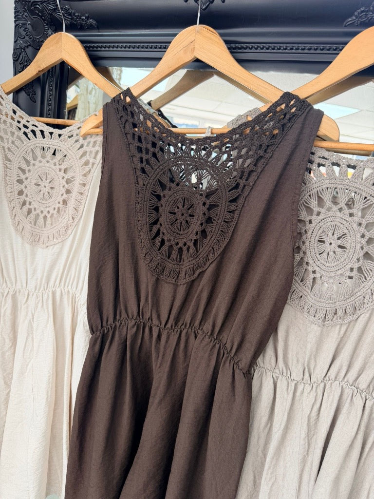Crochet Boho Playsuit Taupe