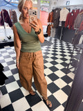 V Neck Basic Vest Khaki