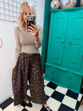 Leopard wide barrel trousers - Chocolate