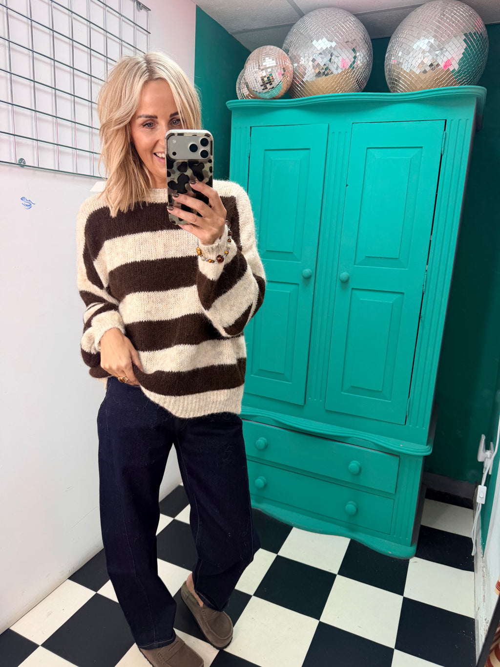 Chunky stripe knit - Mocha and chocolate