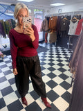 Slash Neck Basic Top Wine
