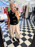 Cargo Trousers crop with tie hem Cream