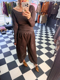 PU Tulip Trousers Chocolate