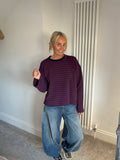 Weekend slouch stripe Wine and Navy  Special Buy