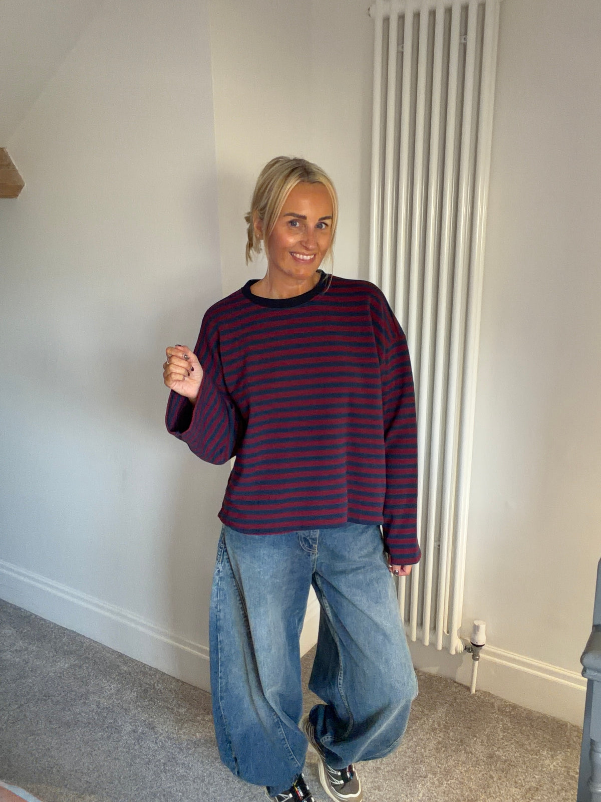 Weekend slouch stripe Wine and Navy  Special Buy