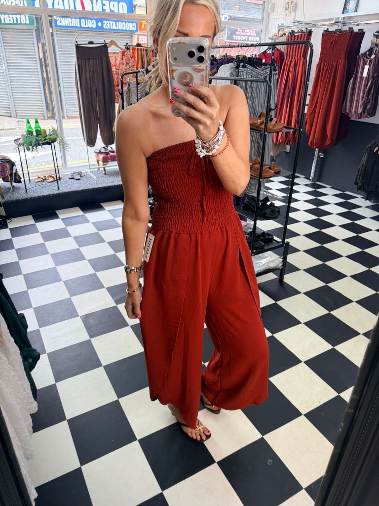 Bandeau Jumpsuit Rust