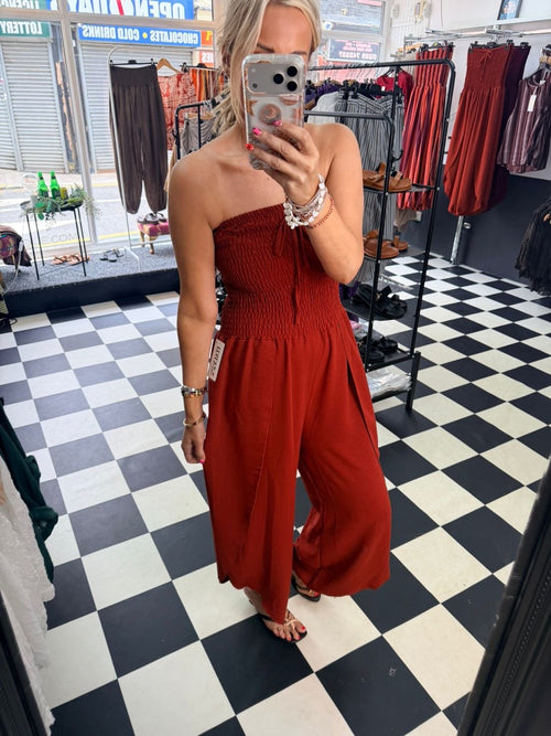 Bandeau Jumpsuit Rust