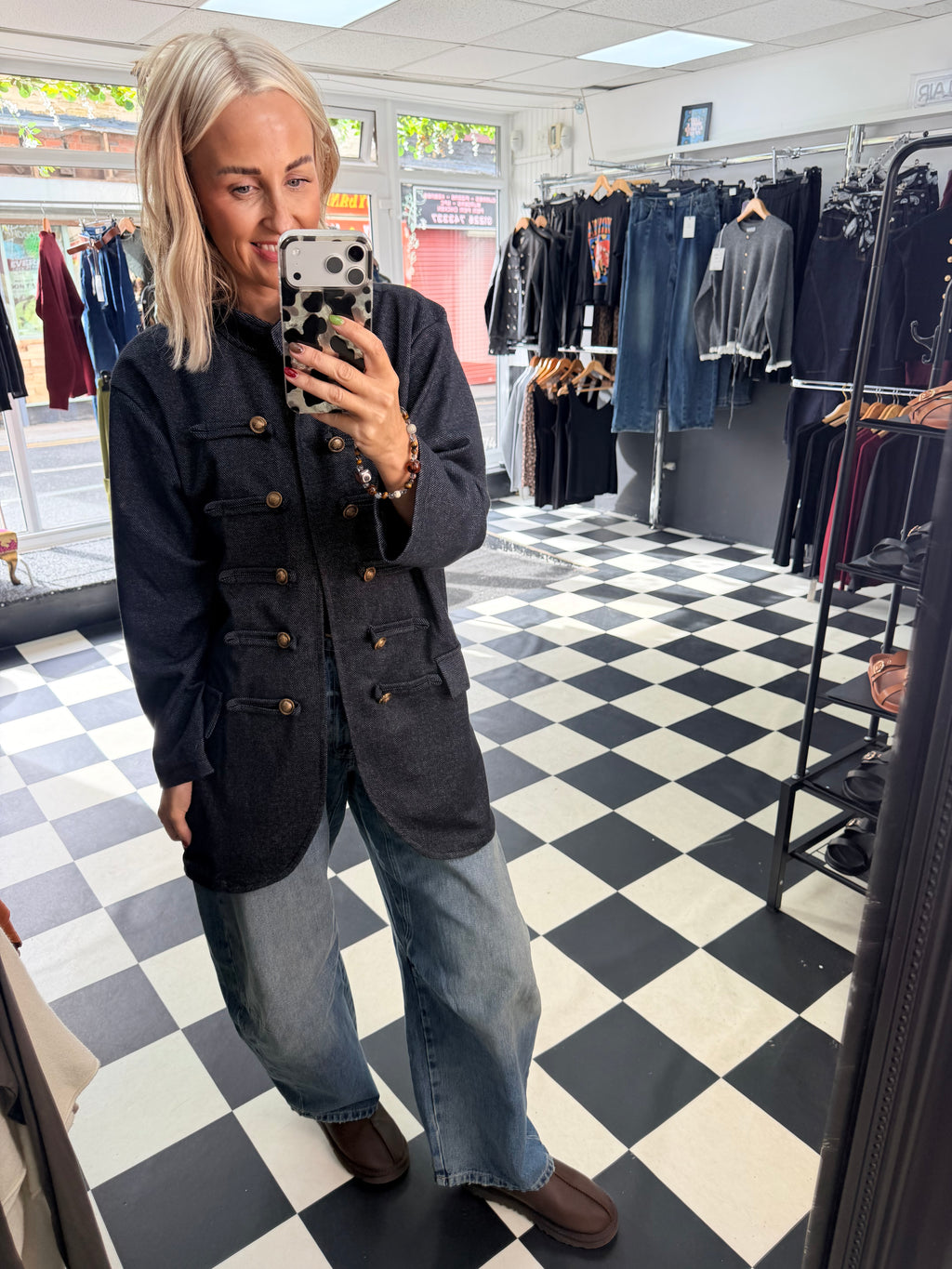 Herringbone Military Jacket Denim