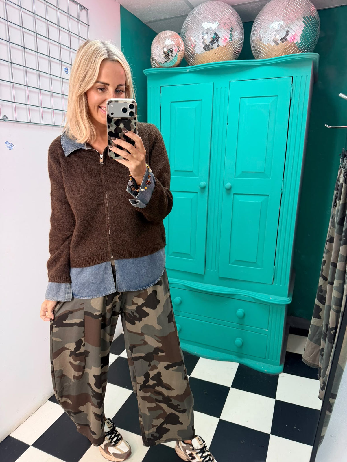 Denim layer cardigan - Chocolate
