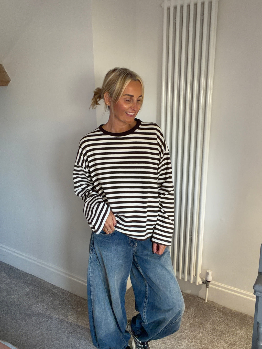 Weekend slouch stripe Chocolate and Cream Special Buy