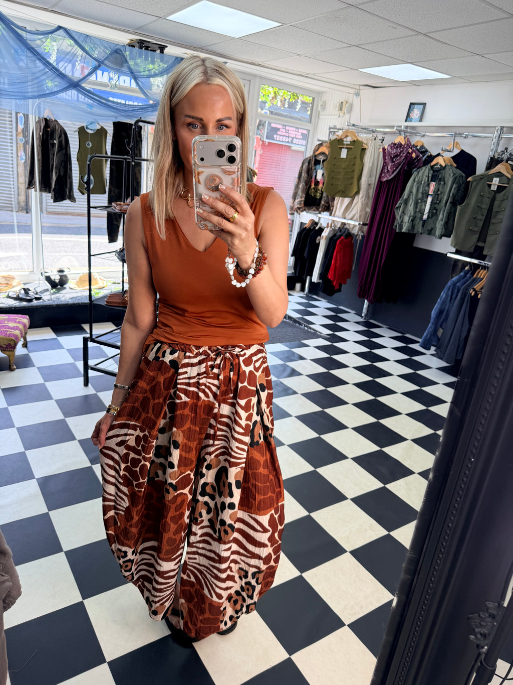 Funky Animal Split Trousers Rust
