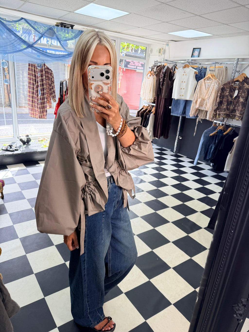 Ruffle Lightweight Jacket Taupe - Pre Order due in Friday next week approx
