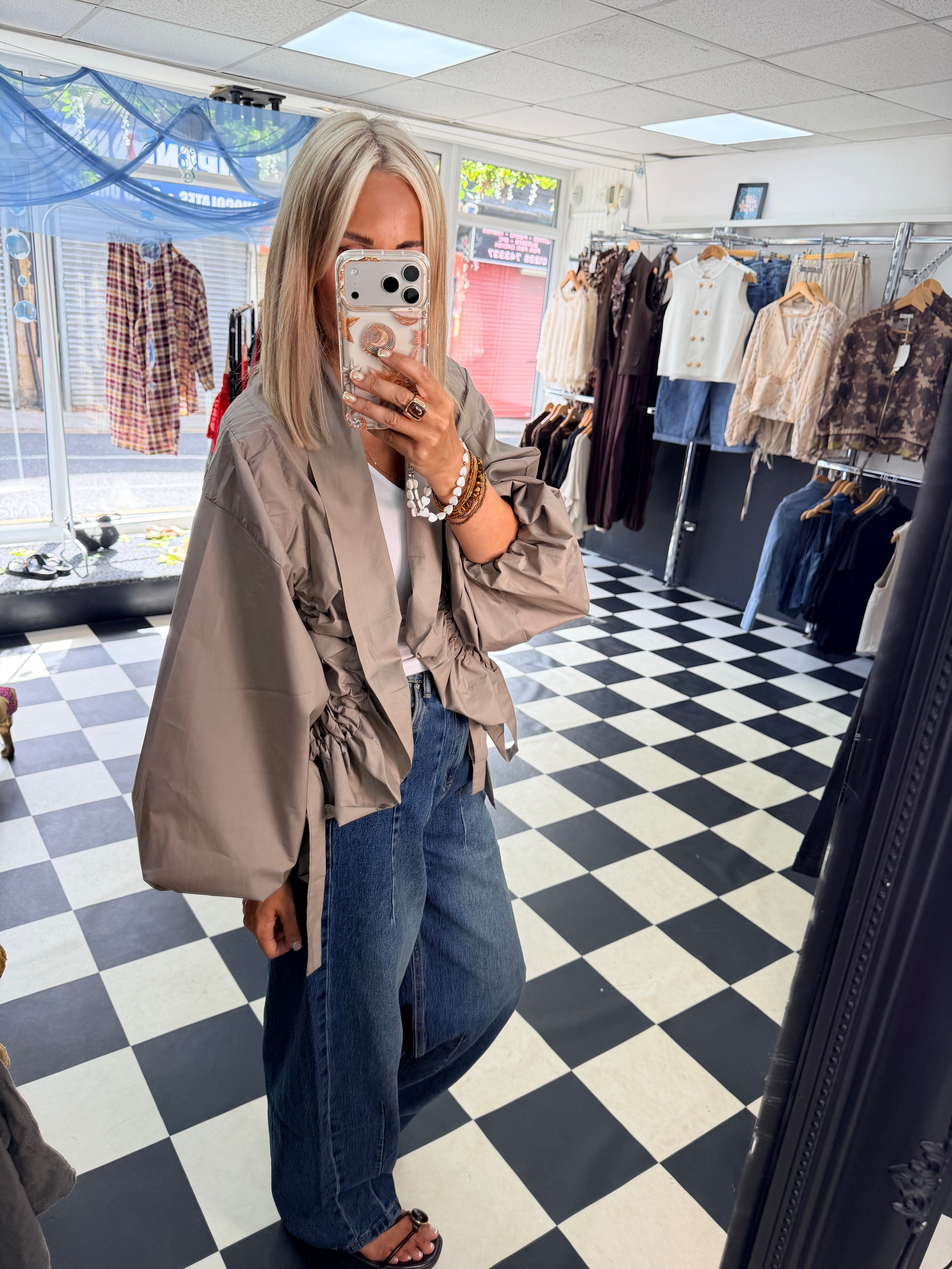 Ruffle Lightweight Jacket Taupe - Pre Order due in Friday next week approx