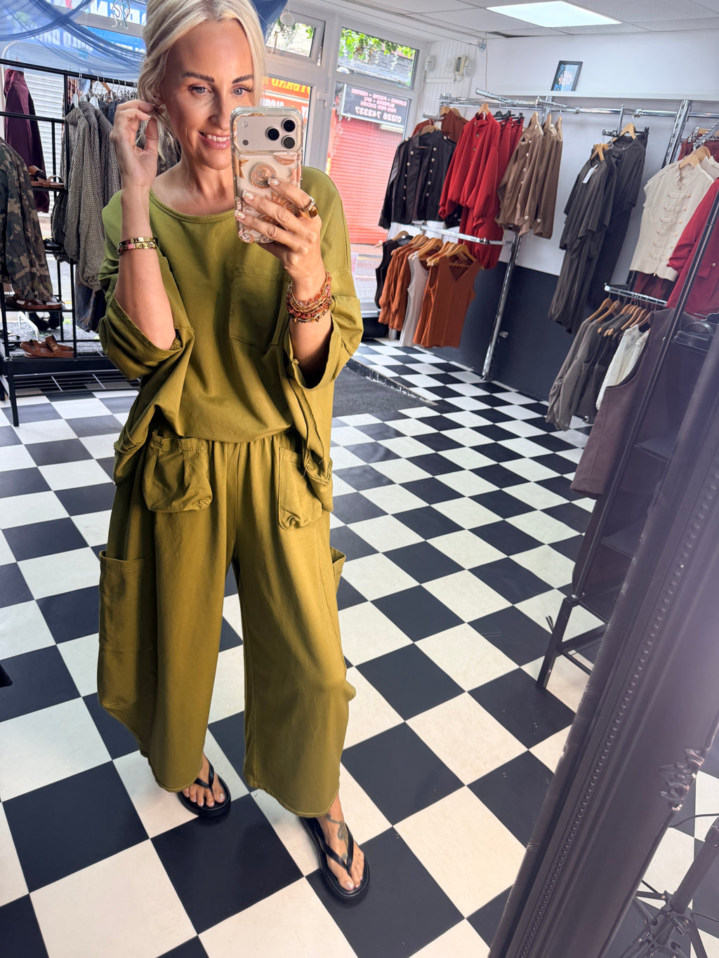 Utility top olive green