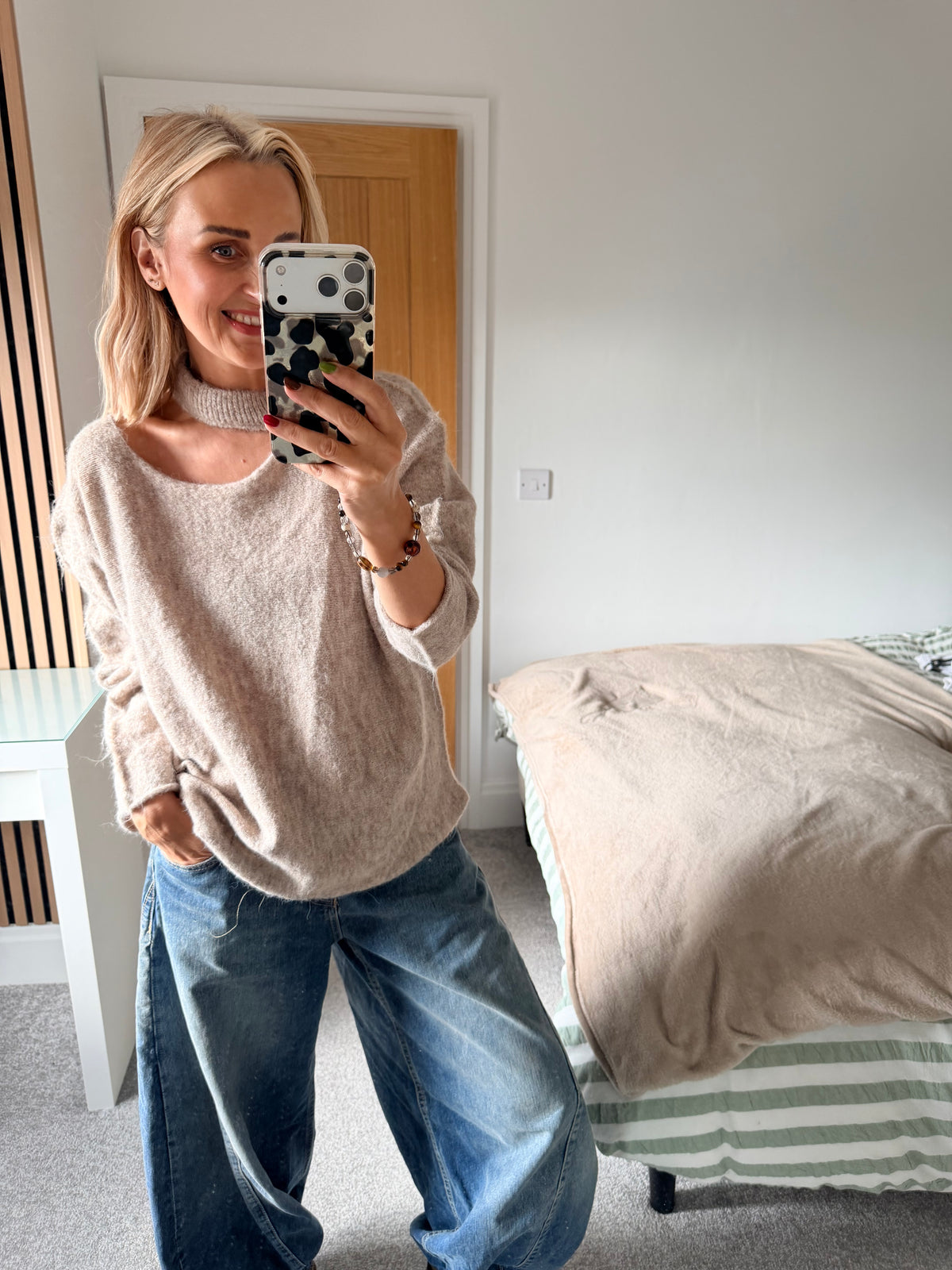 Slash Neck Jumper Oatmeal