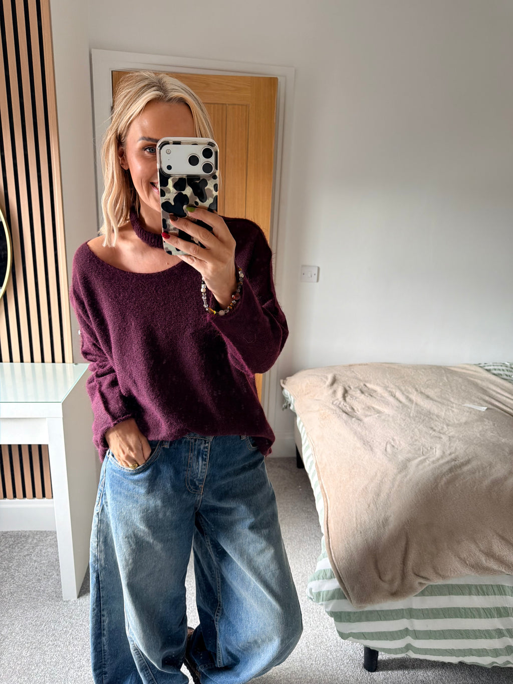 Slash Neck Jumper Plum